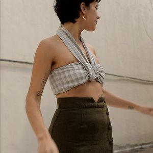 Ajaie Alaie Chakra Bandeau in Mixed Gingham